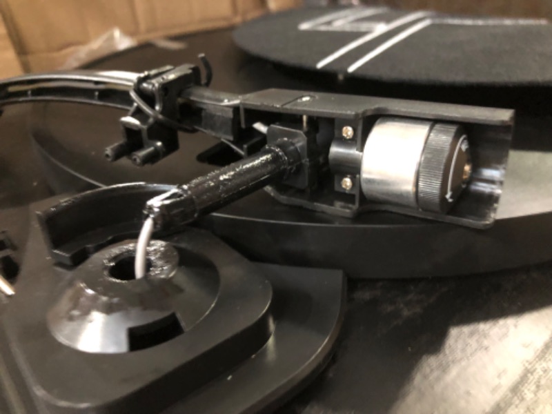 Photo 3 of *PARTS ONLY* LP&NO.1 Record Player Bluetooth Turntable with Built-in Speakers, Dark Brown Wood