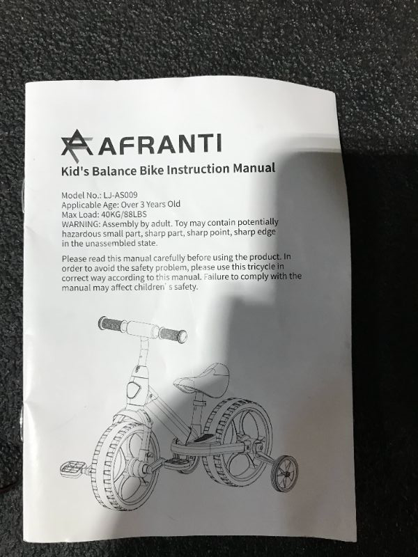 Photo 4 of Afranti 4 in 1 Toddler Balance Bike with Training Wheels