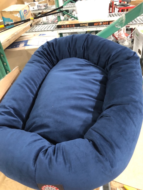 Photo 1 of 24" Navy Suede Bagel Dog Bolster Bed by Majestic Pet Products,Navy Velvet Navy Velvet 24 in