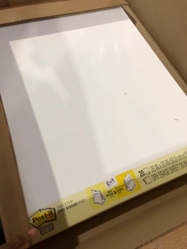 Photo 2 of Post-it Super Sticky Portable Tabletop Easel Pad w/Dry Erase Panel, Great for Virtual Teachers and Students, 20x23 Inches, 20 Sheets/Pad, 2 Pads, Built-in Stand (563DE VAD 2PK) , White