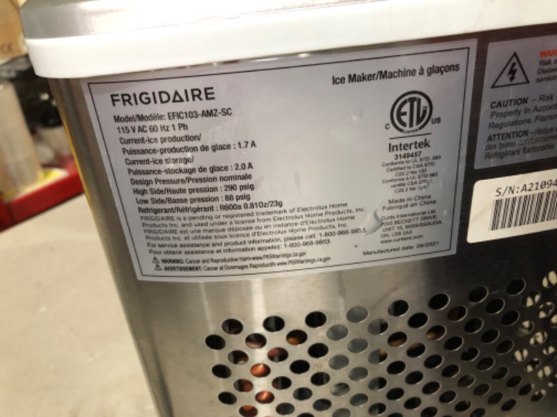 Photo 6 of ***UNTESTED - SEE NOTES***
Frigidaire EFIC103-AMZ-SC Counter Top Ice Maker