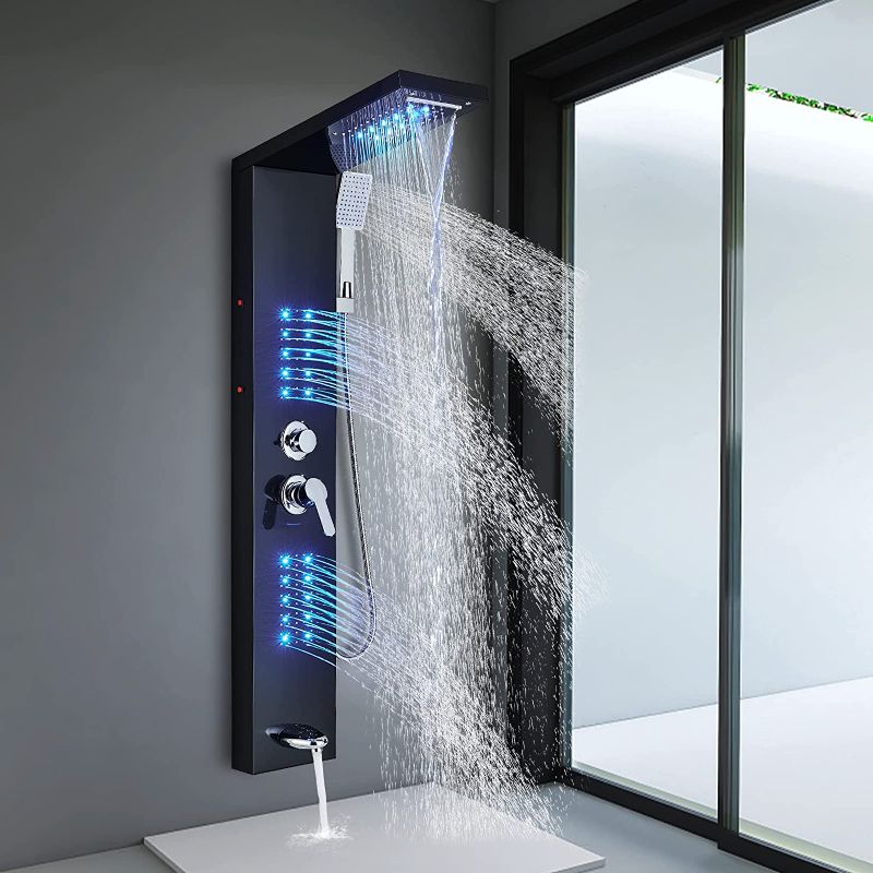 Photo 1 of *NEW**FCOTEEU Shower Panel Tower System Bathroom Shower Tower with LED Rainfall BLACK