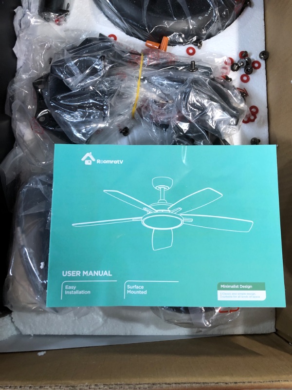 Photo 3 of (SEE NOTES) Roomratv Smart Ceiling Fan with Dimmable Light 52 Inch Compatible with Alexa Google home