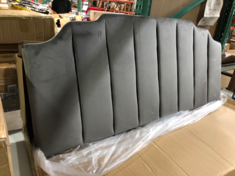 Photo 3 of **SEE NOTES**
24KF Velvet Upholstered Tufted Queen headboard - Dark Gray