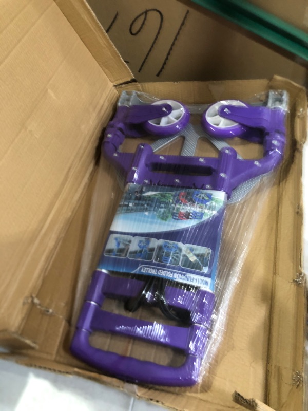 Photo 2 of FCH Folding Hand Truck 165lbs Capacity Aluminum Portable Folding Hand Cart and Dolly with Wheels PURPLE 