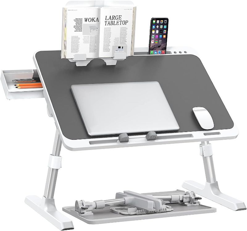 Photo 1 of ***STOCK IMAGE FOR REFERENCE***
WOKA Laptop Desk for Bed, Extra Large Adjustable Lap Desk, WHITE