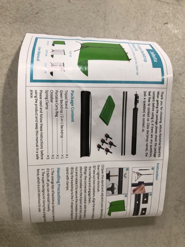 Photo 2 of JEBUTU 5X6.5ft Green Screen Backdrop with Stand Kit, 