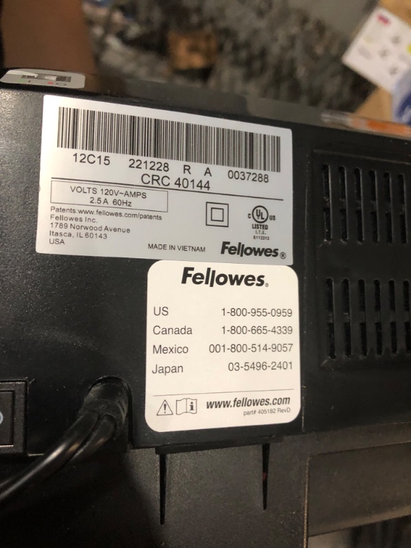 Photo 5 of Fellowes 12C15 12 Sheet Cross-Cut Paper Shredder 