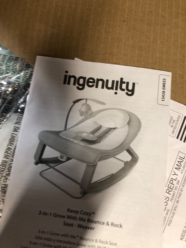 Photo 2 of **SEE NOTES**
Ingenuity Keep Cozy 3-in-1 Grow with Me Baby Bouncer, Rocker &#38; Toddler Seat - Weaver