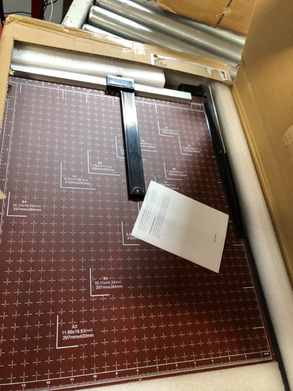 Photo 2 of Heavy Duty Guillotine Paper Cutter, A3 Large Paper Trimmer Blade Gridded Photo Guillotine Craft Machine, 18 inch Cut Length, 18.9" x 15.0" (Use for A2-A7) A3 Red