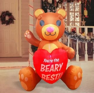 Photo 1 of [USED] 6ft Large Teddy Bear with Heart Valentines Inflatable