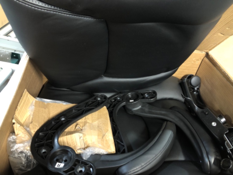 Photo 2 of USED Executive Office Chair – Ergonomic Adjustable Computer Desk Chairs with High Back Flip-up Armrests, Swivel Task Chair with Lumbar Support, Bonded Leather Black