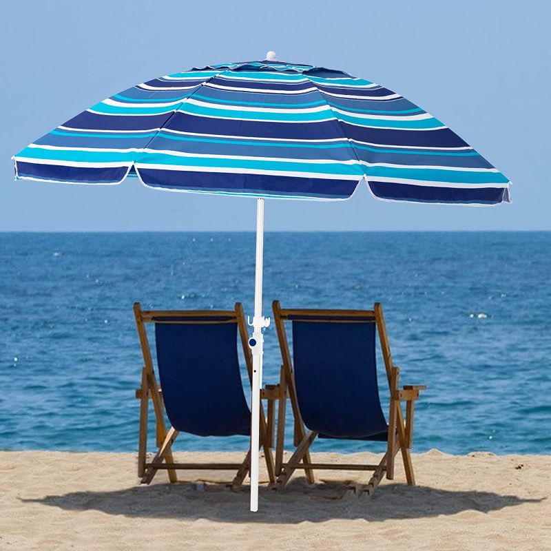 Photo 1 of 
JEAREY 6.5FT Beach Umbrella with Sand Anchor & Tilt Mechanism, Portable UV 50+ Protection?Outdoor Sunshade Umbrella with Carry Bag?for Garden Beach Outdoor