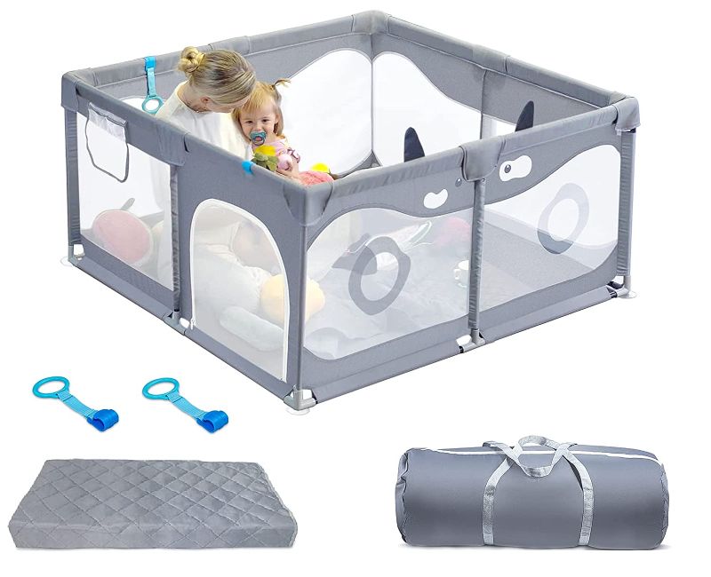 Photo 1 of 
Baby Playpen,Letmudla Playpen with Mat,Upgraded Sturdy Play Pen with Gate,Easy to Assemble Play Yard,Safe Play Pens for Babies and Toddlers with Hand Rings...