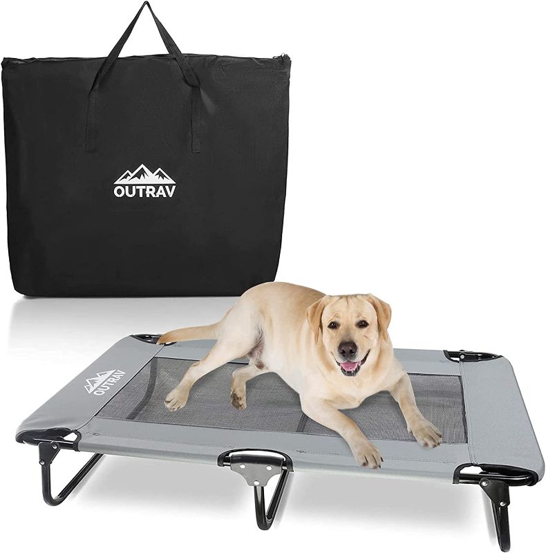 Photo 1 of 
Outrav Elevated Dog Cot with Steel Frame - Foldable Raised Play and Rest Bed for Dogs and Cats