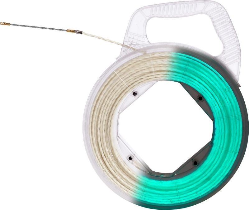 Photo 1 of 100FT Glow In The Dark Fish Tape, Polyester with Changeable Leader Tip in Clear Winding Case and Handle