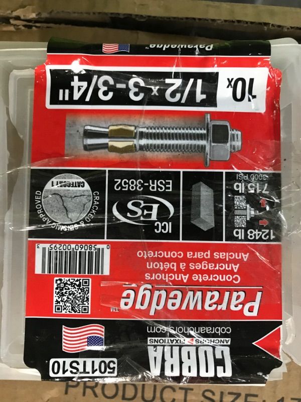 Photo 1 of 1/2 in. x 3-3/4 in. Wedge Anchor (10-Pack)