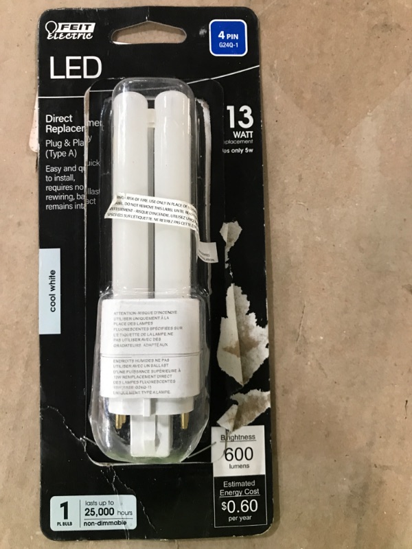 Photo 2 of 13-Watt Equivalent PL Quad Tube CFLNI 4-Pin Plugin G24Q-1 Base  (1-Bulb)