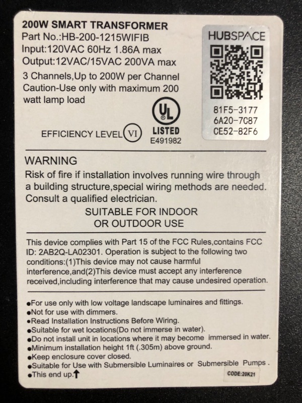 Photo 3 of **SEE NOTES**
Smart 200-Watt Landscape Transformer Powered by Hubspace