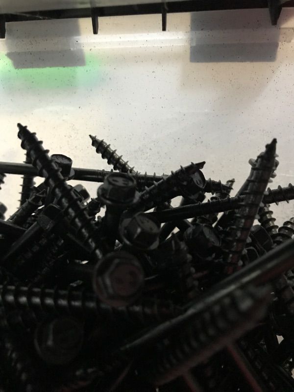 Photo 1 of 3/16 in. x 4 in. External Hex Drive, Hex Head Heavy Duty Wood Screw (150-Piece) BOX A LITTLE DUSTY