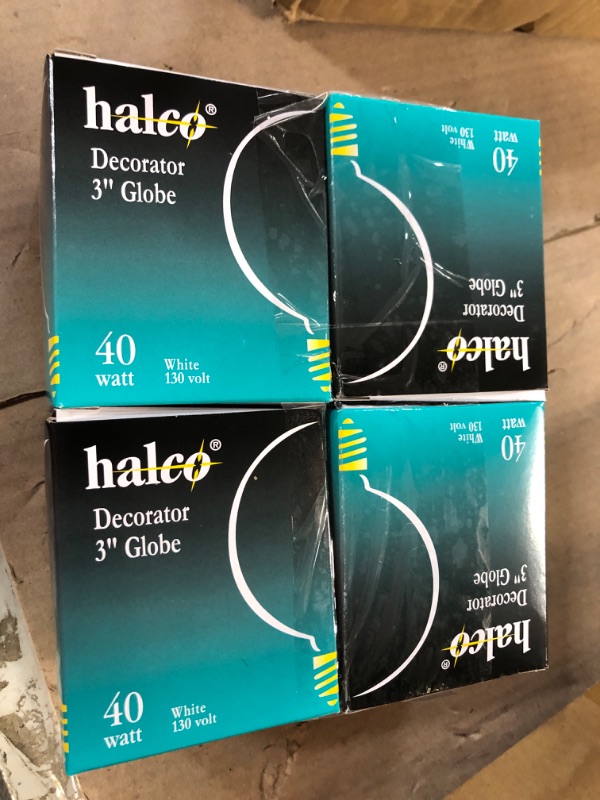 Photo 3 of 4pack Halco 05004 - G25WH40 G25 3"  Decor Globe Light Bulb 40watt
