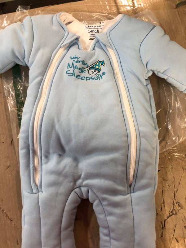 Photo 3 of Baby Merlin's Magic Sleepsuit - 100% Cotton Baby Transition Swaddle Blue