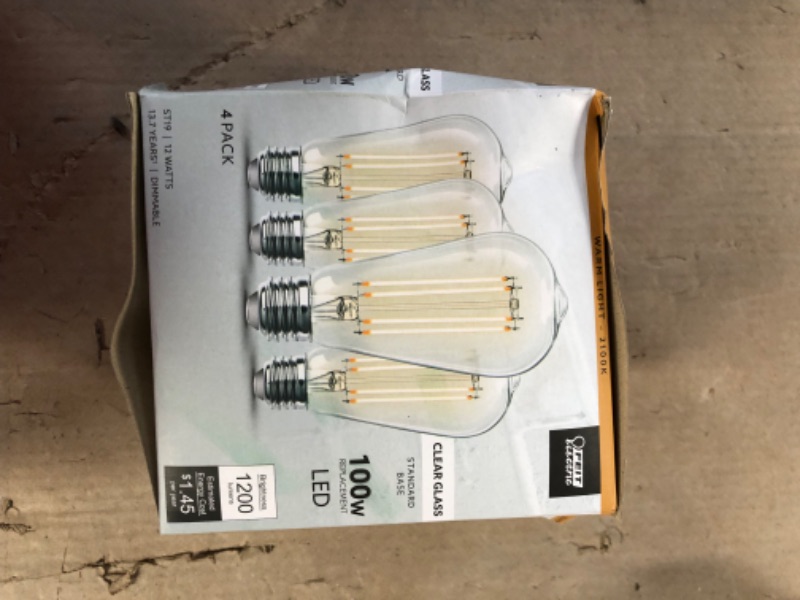 Photo 3 of 100-Watt Filament Clear Glass Vintage Edison LED Light White (4-Pack)