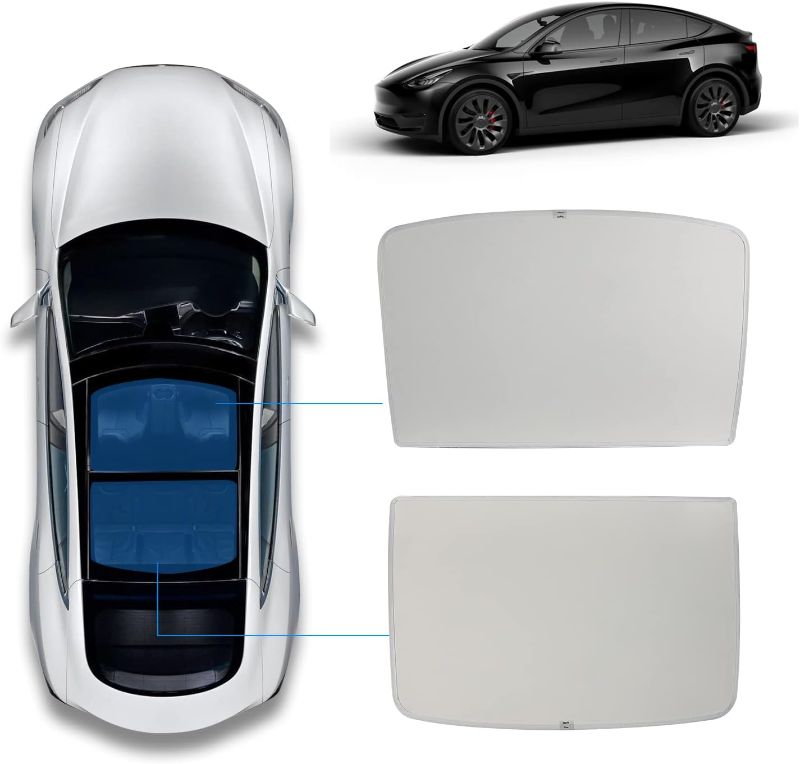 Photo 7 of Topfit for Model Y Sunshade Roof Window Insulation UV Rays Protection Sun Shade for Tesla Model Y Heat Blocking Shades Shading Rate 99% (Beige Painted Silver)