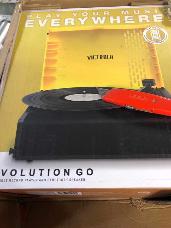 Photo 2 of Victrola Revolution GO 3-Speed Bluetooth Portable Rechargeable Record Player with Built-in Speakers | Yellow VSC-750SB-YEL Yellow Record Player