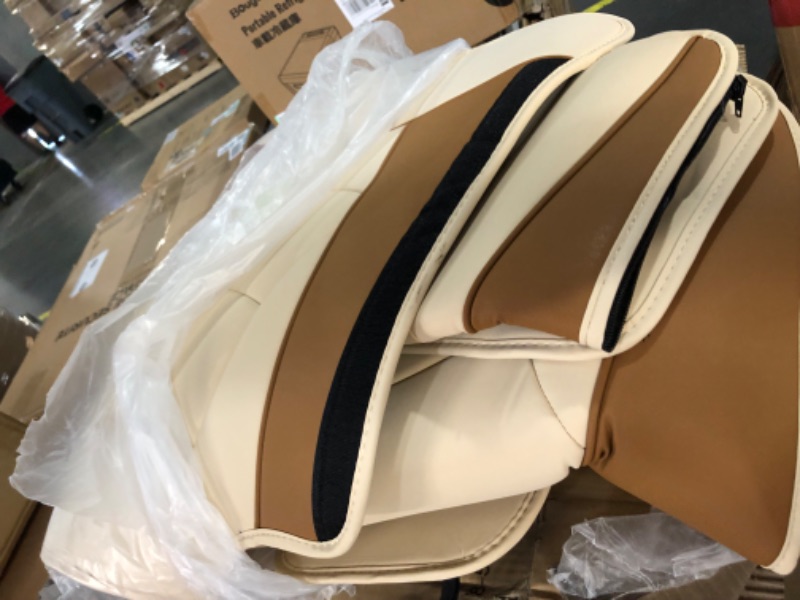 Photo 1 of COMPLETE SET UNIVERSAL SEATS. FH Group Car Seat Cover for Back Seat Beige Brown Faux Leather -Group Ultra Comfort Leatherette Seat Cushions 
