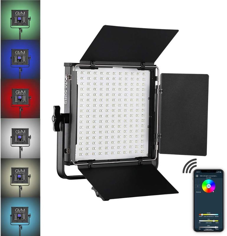 Photo 9 of GVM 50RS RGB LED Video Light, 50W Video Lighting Kit with APP Control, 360°Full Color Led Panel Light 