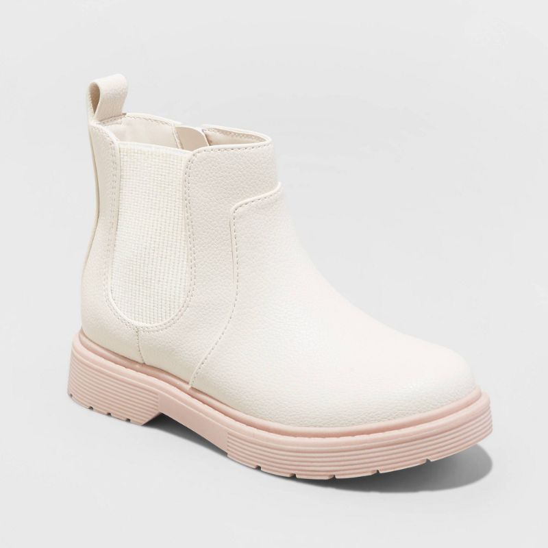 Photo 1 of Girls' Zita Zipper Chelsea Boots - Cat & Jack Ivory 1