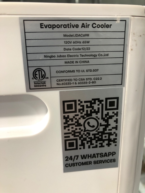 Photo 3 of *UNTESTED* Evaporative Air Cooler, SKYICE 3-IN-1 Windowless Swamp Cooler w/ 2.4 Gal Detachable Water Tank