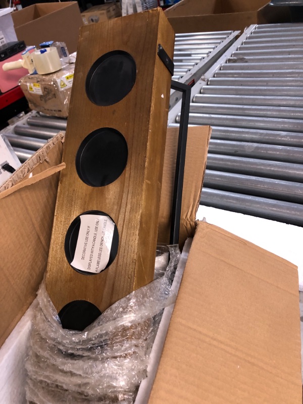 Photo 1 of Stratton Home Decor Rustic 5 Candle Holder Centerpiece CHIPPED WOOD