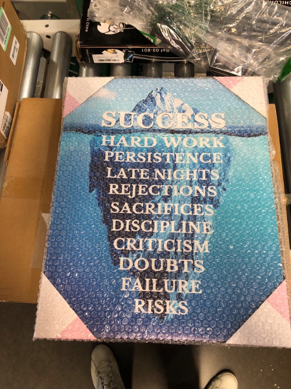 Photo 1 of  Inspirational Success Poster Canvas Print Blue Iceberg Motivational Quotes Wall Art 