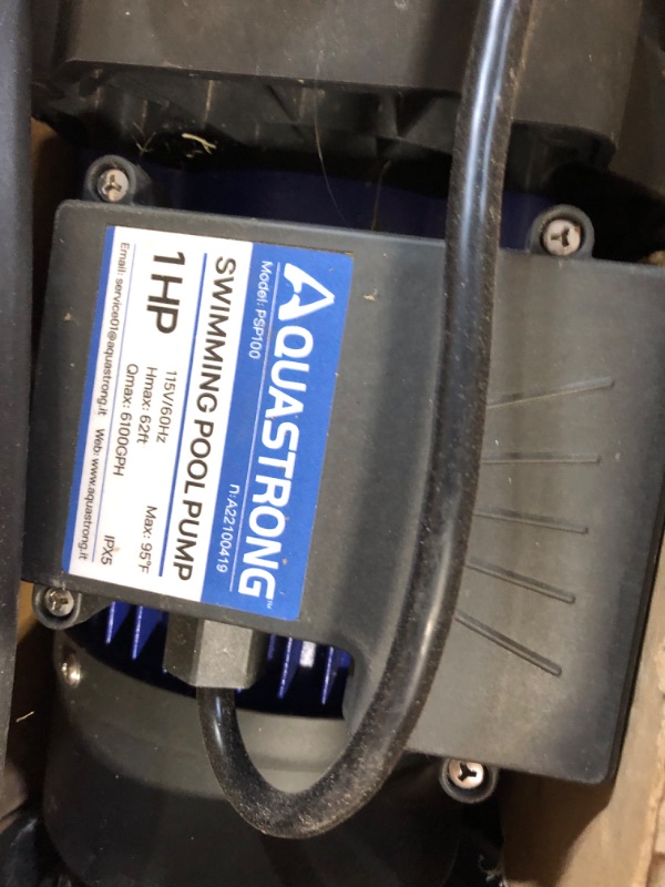 Photo 3 of *SEE NOTES* Aquastrong 1 HP In/Above Ground Pool Pump with Timer, 220V, 6100GPH, High Flow