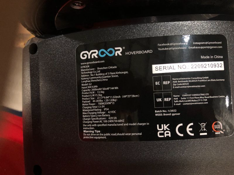 Photo 4 of **NEW**Gyroor Warrior 8.5 inch All Terrain Off Road Hoverboard with Bluetooth Speakers and LED Lights, UL2272 Certified Self Balancing Scooter 1-black