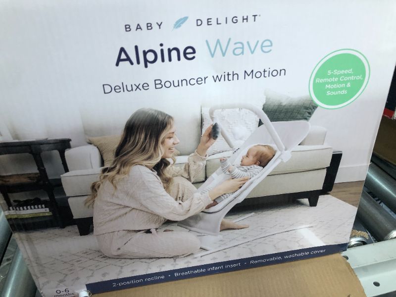 Photo 2 of **NEW.NEVER BEEN OPEN**Baby Delight Alpine Wave Deluxe Portable Bouncer | Automated Motion Baby Bouncer | Infants 0 – 6 Months | Driftwood Grey Deluxe, Driftwood Grey