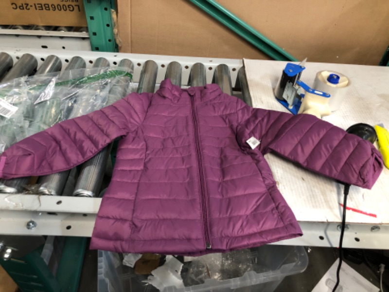 Photo 2 of Amazon Essentials Girls and Toddlers' Lightweight Water-Resistant Packable Mock Puffer Jacket X-Small Dusty Purple