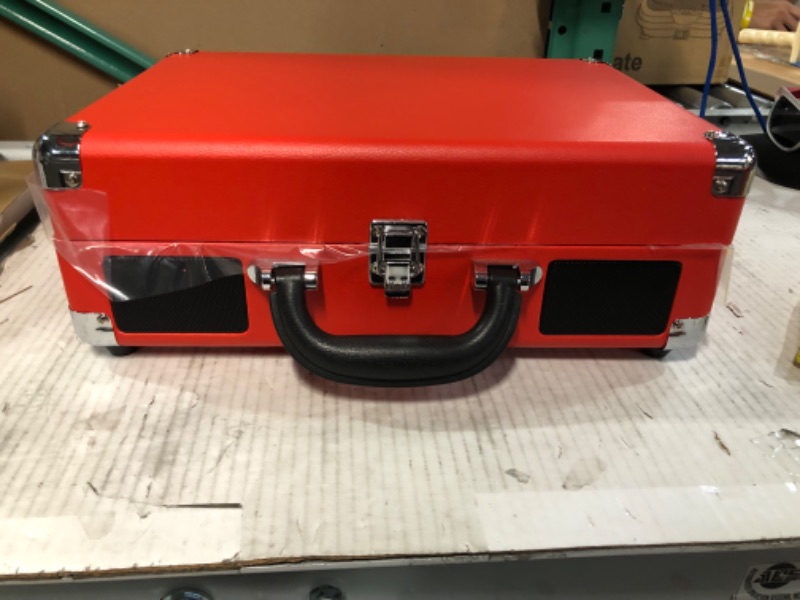 Photo 2 of FOR PARTS ONLY
Victrola Vintage 3-Speed Bluetooth Portable Suitcase Record Player with Built-in Speakers | Red, 1SFA (VSC-550BT-RD) & Vintage 3-Speed Bluetooth