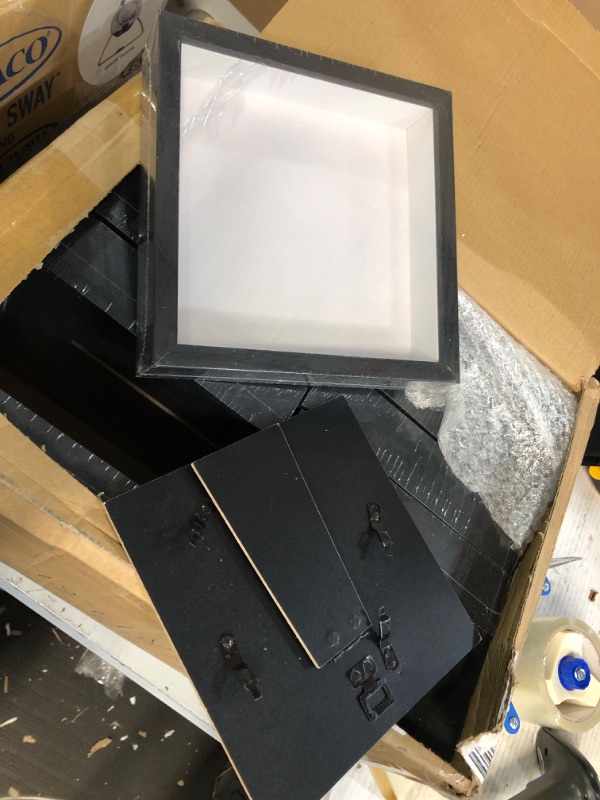 Photo 1 of Tuanse 12 Pcs Shadow Box Frame Wood Display Case Shadow Box Frame Shadow Box Picture Frame 6.5 x 6.5 Inch Black