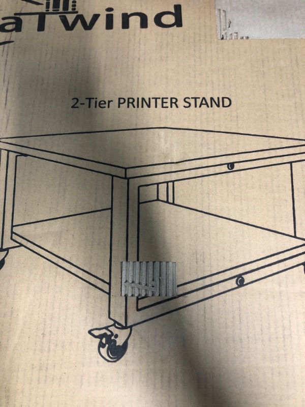 Photo 2 of Natwind 2 Tier Office Movable Laser Printer Copier Stand Cart Under Desk on Wheels Heavy Duty White Rolling Table with Storage