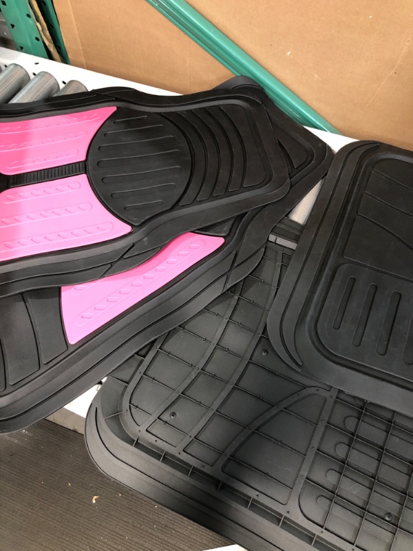 Photo 2 of Automotive Floor Mats Pink Universal Fit All Season Protection Heavy Duty Rubber fits Most Cars,