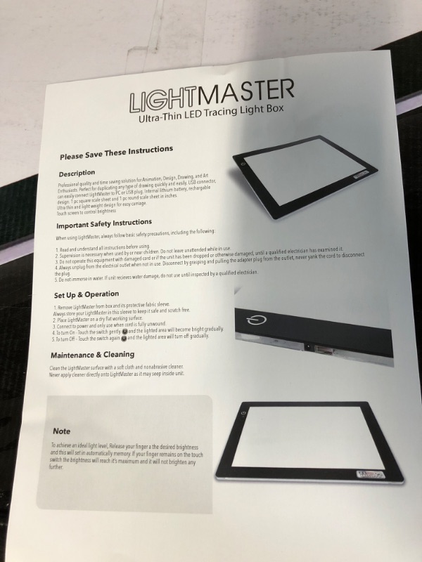 Photo 4 of US Art Supply Lightmaster Giant 45-1/4" Diagonal (A1) 26 3/4" x 36 3/4" LED Lightbox Board