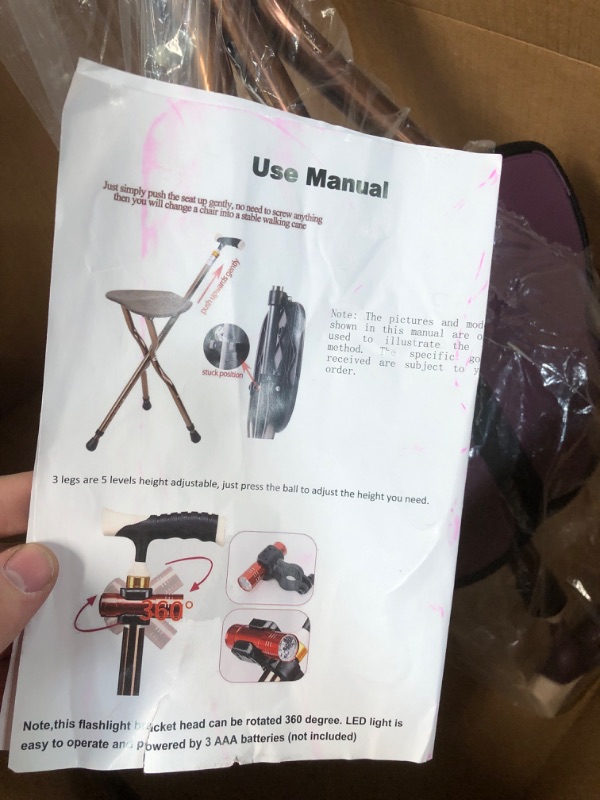 Photo 1 of (SEE NOTES) Portable Adjustable Folding Walking Cane with Seat PURPLE