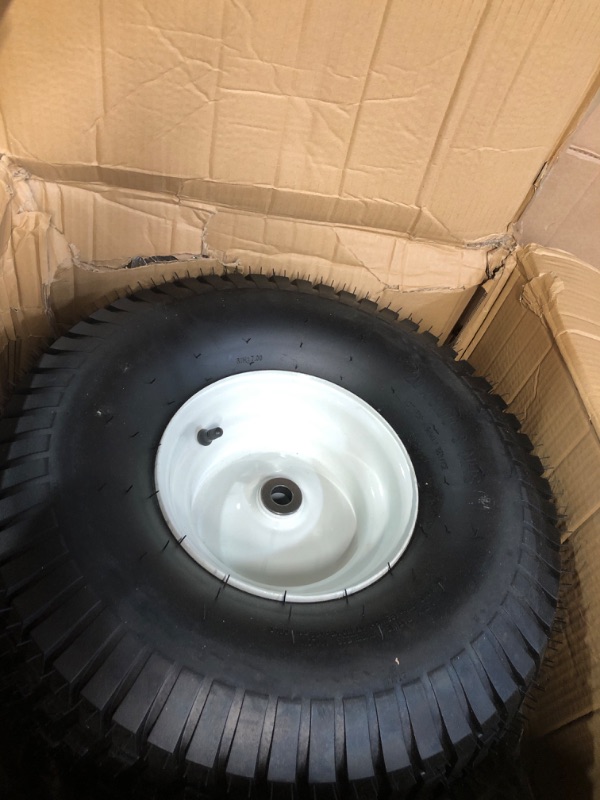 Photo 2 of 2PCS 20x8.00-8 Pneumatic 4pr Tubeless Tires with Rim Replaces for Rear Mower Tires 