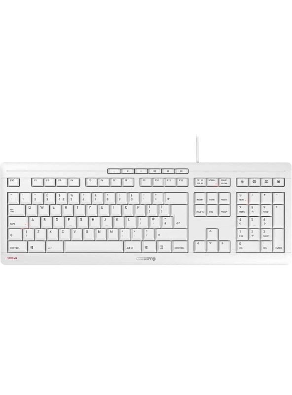 Photo 1 of Cherry Stream Keyboard - Wired USB Keyboard - SX Scissors Mechanism - GS Approval - QWERTY – White