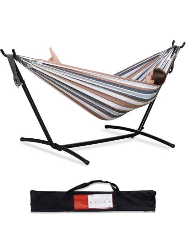 Photo 1 of **PARTS ONLY**
PNAEUT Double Hammock with Space Saving Steel Stand Included 2 Person Heavy Duty (Coffee)