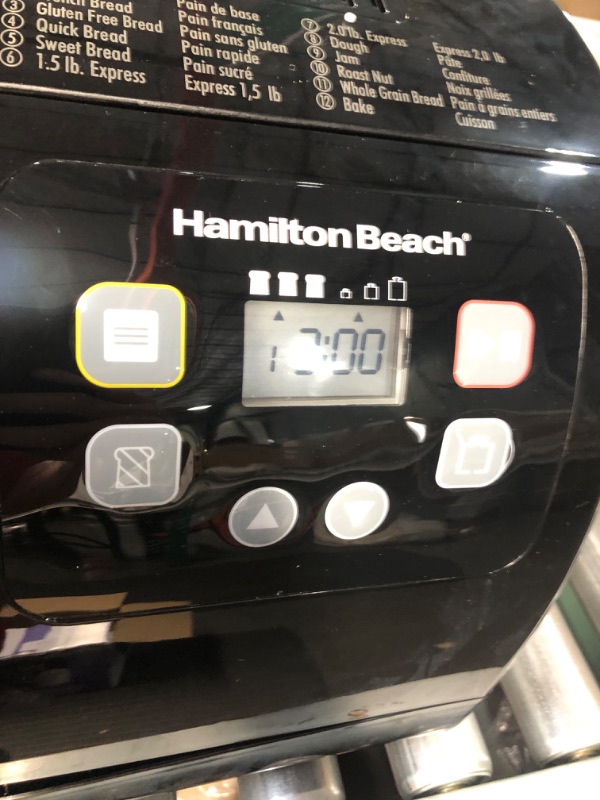 Photo 5 of **SEE NOTES**
Hamilton Beach Bread Maker Machine, Digital, Programmable, 12 Settings + Gluten Free, Dishwasher Safe Pan + Kneading Paddle, 2 lb Capacity, Black (29982) Black, New For 2023