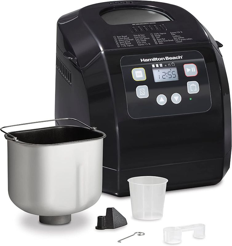 Photo 1 of **SEE NOTES**
Hamilton Beach Bread Maker Machine, Digital, Programmable, 12 Settings + Gluten Free, Dishwasher Safe Pan + Kneading Paddle, 2 lb Capacity, Black (29982) Black, New For 2023